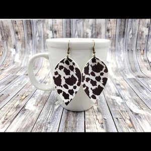 Cow Print Drop Petal Earrings
